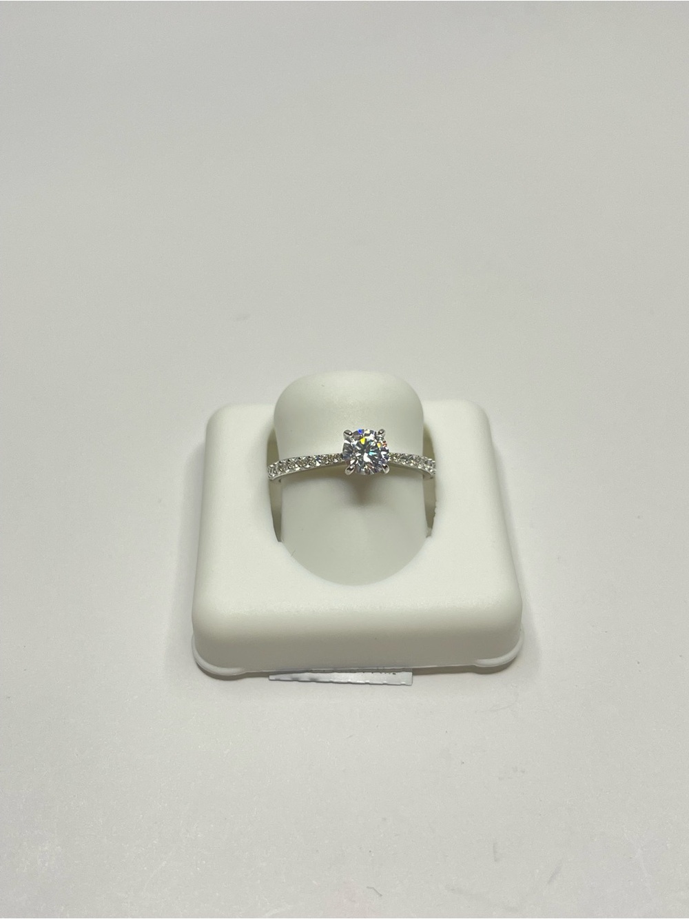 Classic Round Solitaire Ring with a Synched Band Detail - Moissanite